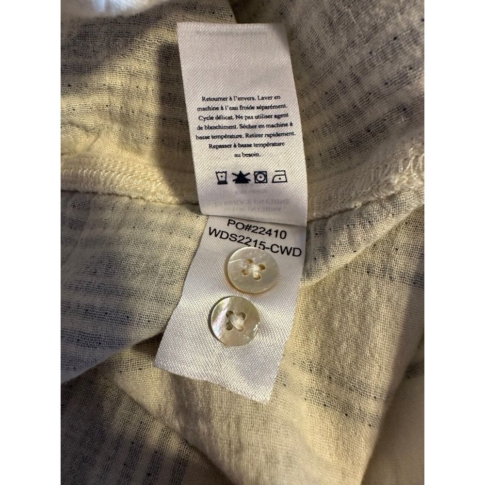 Faherty Dream Gauze Organic Cotton Iris In Cream Tidal Wave Dobby Dress Sz L NWT - Picture 15 of 15